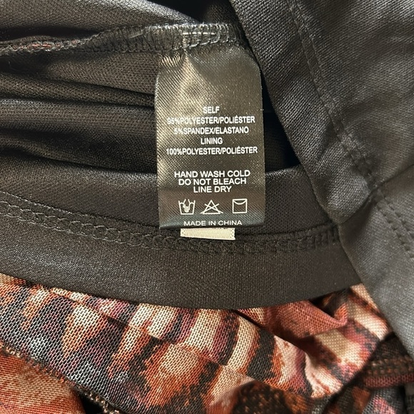 Evereve Gretta Midi Dress Mock Neck Tiered Pockets Brown Black Mesh Sz XL NEW - Picture 13 of 14